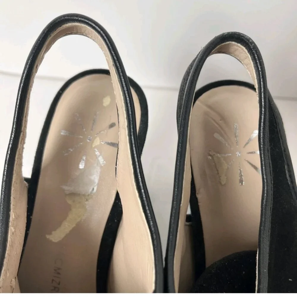 Isaac Mizrahi NY Black Leather Slingback Heels Women's 6M